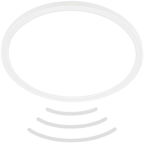 BRILONER SLIM Plafonnier LED avec détecteur de mouvement ultraplat rond IP44 Ø290mm 18W 2400lm 4000K lumière blanc neutre Blanc lampe plafond salle de bain couloir garage