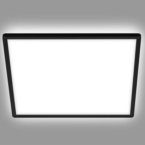 BRILONER SLIM Plafonnier LED ultraplat 42x42cm carré 22W 3000lm 4000K lumière blanc neutre rétroéclairage Noir lampe plafond salon bureau cuisine couloir
