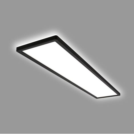 BRILONER SLIM Plafonnier LED ultraplat 98x20cm rectangulaire 36W 4800lm 4000K lumière blanc neutre rétroéclairage Noir lampe plafond salon bureau cuisine couloir