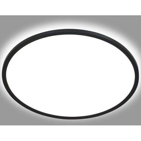 BRILONER SLIM Plafonnier LED ultraplat 30cm rond 18W 2400lm 4000K lumière blanc neutre rétroéclairage Noir lampe plafond salon bureau cuisine couloir