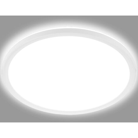 BRILONER SLIM Plafonnier LED ultraplat 30cm rond 18W 2400lm 4000K lumière blanc neutre rétroéclairage Blanc lampe plafond salon bureau cuisine couloir