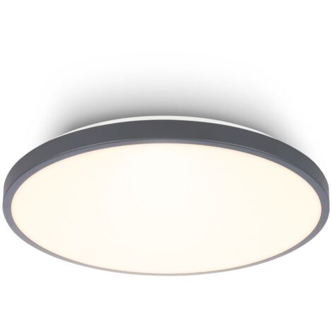 BRILONER Competo Plafonnier LED décoratif 330mm rond 17W 2400lm 3000K lumière blanche chaude anthracite lampe plafond salon chambre cuisine couloir