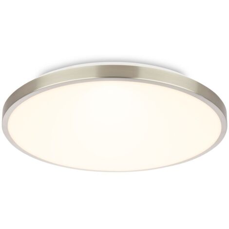 BRILONER Competo Plafonnier LED décoratif 330mm rond 17W 2400lm 3000K lumière blanche chaude nickel mat lampe plafond salon chambre cuisine couloir