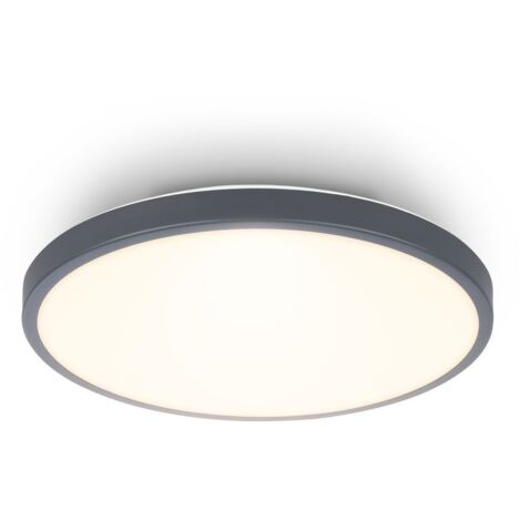BRILONER Competo Plafonnier LED décoratif 240mm rond 10W 1200lm 3000K lumière blanche chaude anthracite lampe plafond salon chambre cuisine couloir