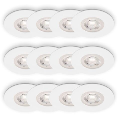 BRILONER Lot de 12 spots LED encastrables IP44 blanc Ø9cm avec LED 4,9W 480lm 3000K lumière blanc chaud design moderne pour salle de bain cuisine salon couloir