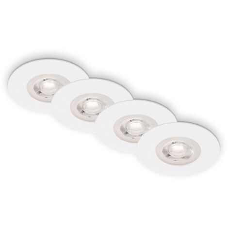BRILONER Lot de 4 spots LED encastrables IP44 ultraplats blanc Ø9cm avec LED 4,9W 480lm 3000K lumière blanc chaud design moderne pour salle de bain salon chambre couloir