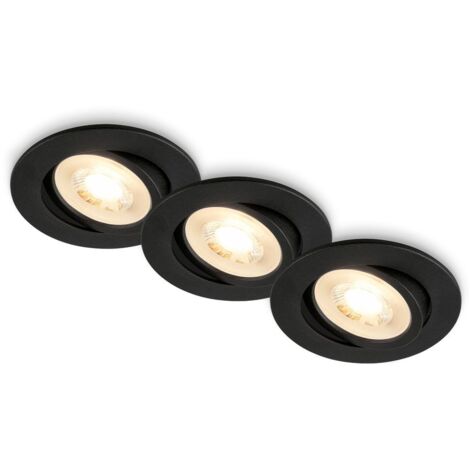 BRILONER Lot de 3 spots LED encastrables orientables noir Ø8cm avec ampoules GU10 4,7W 400lm 3000K lumière blanc chaud design moderne pour salon cuisine couloir