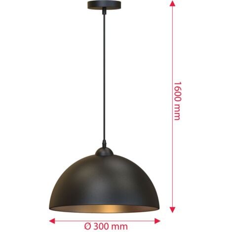 B.K.Licht lot de 2 suspensions vintage, 2 luminaires style industriel, plafonnier vintage lot de 2, éclairage intérieur, lampe cuisine salon salle à manger chambre, noir, 230V, IP20, Ø 300mm