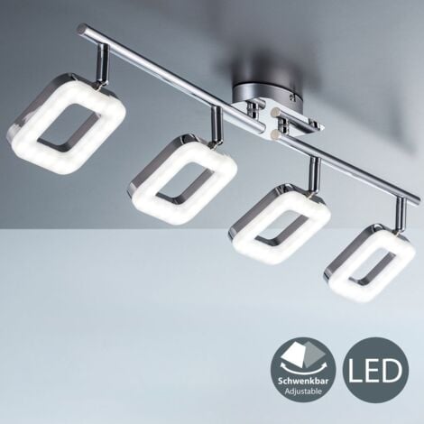 Depuley Plafonnier LED rotatif à 4 voies, barre de spot orientable  réglable, plafonnier de cuisine avec abat-jour en verre à motif, chambre à  coucher