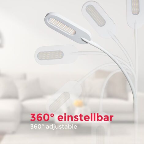 B.K.Licht lampe sur pied LED 8W réglable tête flexible choix lumière blanc chaud neutre froid TOUCH lampadaire moderne salon bureau chambre