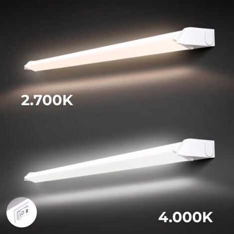 B.K.Licht Réglette LED orientable pour cuisine, plan de travail ou atelier, Longueur 55cm, Platine LED 8W intégrée, 450Lm, lumière chaude ou froide réglable (2700/4000K), blanc