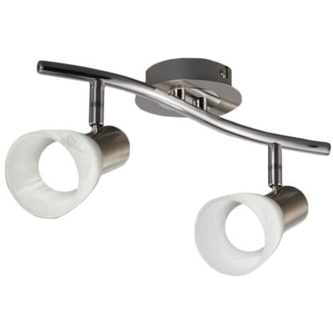 40 Watt Plafonnier Safari en métal blanc luminaire de plafond à 2 spots orientables pour ampoules E14 max compatible ampoules LEDs 