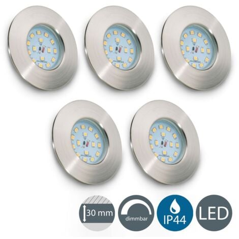 B.K.Licht lot de 5 spots à encastrer spéciales salle de bain LED