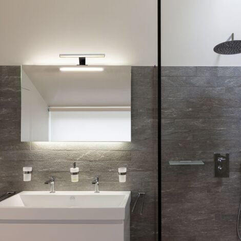 B.K.Licht lampe miroir LED, lampe armoire, applique salle de bain, lumière blanche neutre 4000 Kelvin, 5W, 650lm, IP44, largeur 300mm, chrome