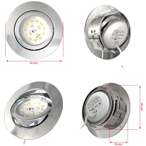 B.K.Licht lot de 5 spots LED encastrables orientables dimmables 5.5W 470Lm ultra plats 30mm coloris nickel mat éclairage plafond blanc chaud