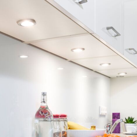 B.K.Licht lot de 3 spots en saillie, spots LED vitrine, cuisine, armoire, 170Lm par spot, blanc chaud 3000K, spots LED cuisine, accessoires inclus