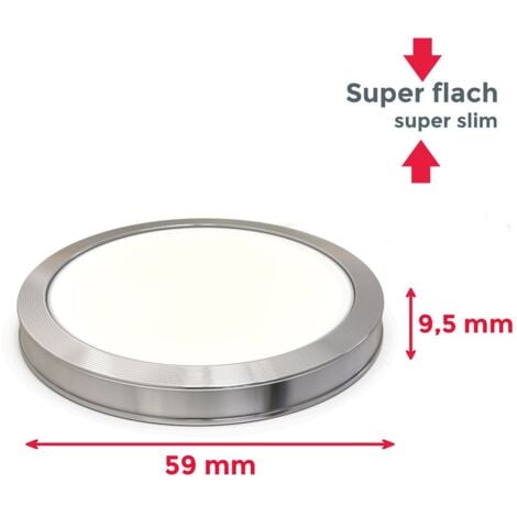 B.K.Licht 6 spots sous meubles, LED intégré, 170Lm/spot, lampe dressing, spot en saillie encastrable cuisine vitrine placard exposition, 3000 Kelvin, ultra-plat 9,5mm, accessoires inclus