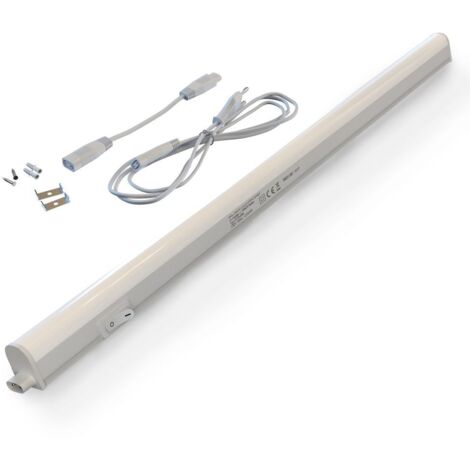 Briloner Leuchten 2379-086 Réglette LED à lumière blanc neutre, idéale pour meubles, placards, cuisine, interrupteur intégré, 8W, 57,3cm