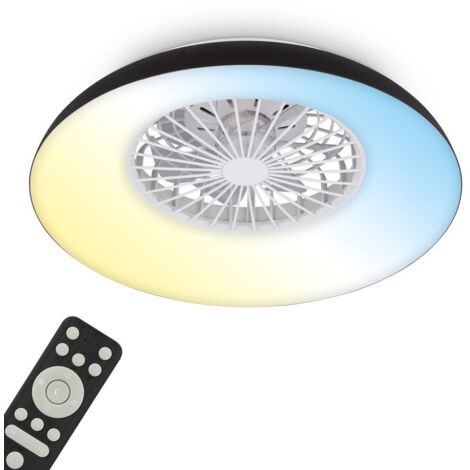 Briloner Ventilateur de plafond avec télécommande Ø60cm rond 24W 2600lm 3000K-6500K blanc chaud à blanc lumière du jour moteur DC blanc - Plafonnier chambre salon couloir