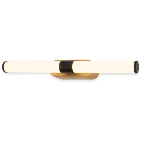 Briloner Runt Lampe miroir salle de bain LED, montage mural, IP44 protection contre les éclaboussures, vissable, blanc chaud, noir-bois, 40 x 6,5 x 4,5 cm