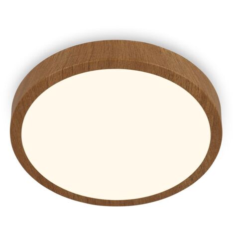 BRILONER -Plafonnier LED, plafonnier en bois, lumière blanche chaude, plafonnier apparent, aspect bois, Ø380x50 mm, Wood-coloured