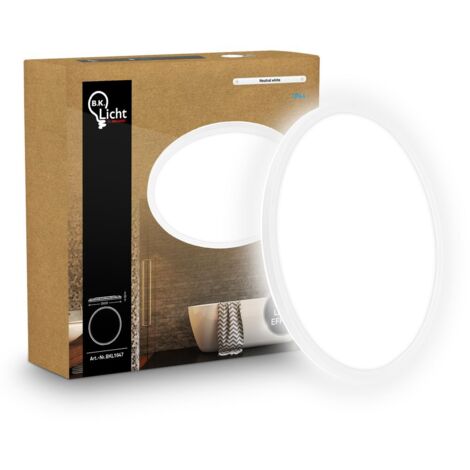 Panneau LED de Salle de bain, blanc, rond, Ø42cm 22W 3000lm, IP44, Lumière blanche neutre 4000K, Plafonnier LED sdb, salon et cuisine