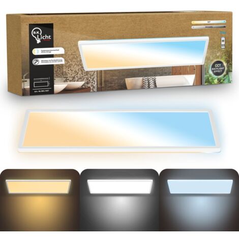 Panneau LED de Salle de bain, blanc, rectangulaire, 58x20cm 22W 3000lm, IP44, Blanc chaud à blanc lumière du jour 2700K - 6500K, Plafonnier LED sdb, salon et cuisine