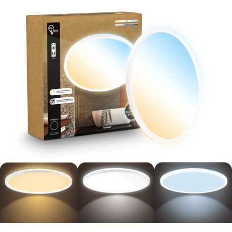 Panneau LED de Salle de bain, blanc, rond, Ø42cm 22W 3000lm, IP44, Blanc chaud à blanc lumière du jour 2700K - 6500K, Plafonnier LED sdb, salon et cuisine
