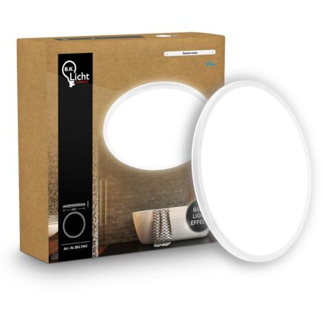 Panneau LED de Salle de bain, blanc, rond, Ø29cm 18W 2400lm, IP44, Lumière blanche neutre 4000K, Plafonnier LED sdb, salon et cuisine