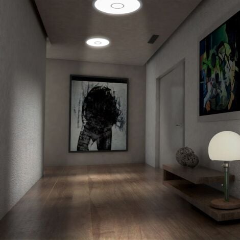 B.K.Licht plafonnier design plafonnier dinterieur rond Ø29cm, platine LED 18W, éclairage plafond ultra-plat: 28mm, applique modern blanc-argenté, 2400Lm, lumière blanche neutre 4.000K
