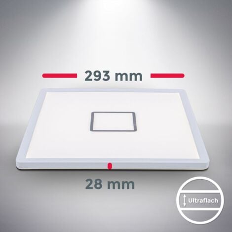 B.K.Licht plafonnier design carré, platine LED 18W, éclairage plafond ultra-plat: 28mm, applique modern blanc-argenté, 2400Lm, lumière blanche neutre 4.000K, 293x293mm
