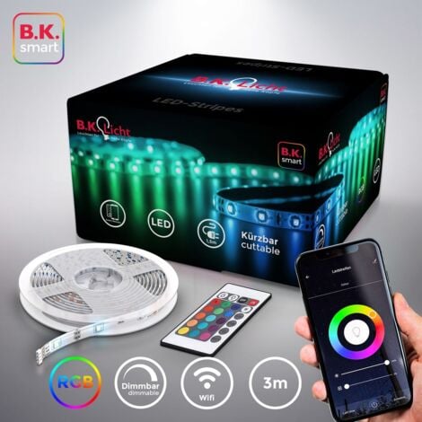 Ruban Led connecté Wifi/Bluetooth blanc et couleur Konyks, 3 m