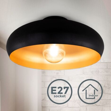 Plafonnier design rétro en noir-doré éclairage plafond salon salle à manger couloir chambre E27