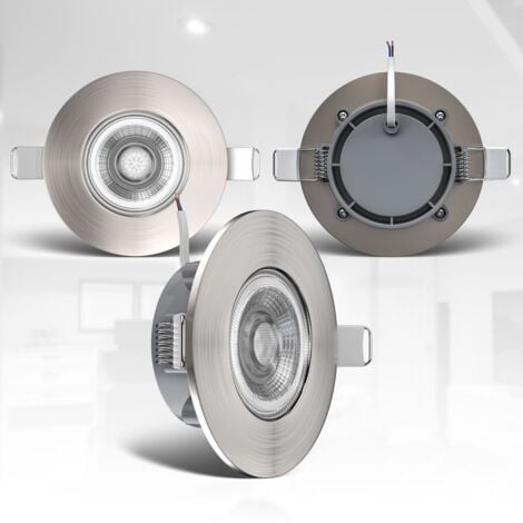 B.K.Licht lot de 6 spots encastrable salle de bain IP44, dinterieur, ultraplats 25mm, Ø90mm, nickel mat, éclairage plafond encastrable, platines LED 4,9W, 480Lm, blanc chaud 3000K