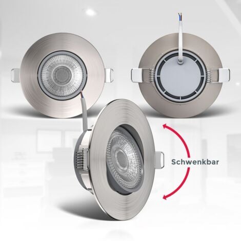 B.K.Licht lot de 6 spots à encastrer IP23 ultraplats 24mm, orientables, Ø90mm, nickel mat, éclairage plafond encastrable, platines LED 4,9W, 480Lm, blanc chaud 3000K