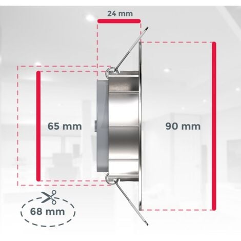 B.K.Licht lot de 6 spots à encastrer IP23 ultraplats 24mm, orientables, Ø90mm, nickel mat, éclairage plafond encastrable, platines LED 4,9W, 480Lm, blanc chaud 3000K