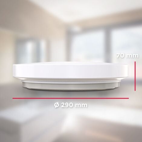 B.K.Licht plafonnier LED spéciale sdb, Ø28,8cm, protection contre les projections d’eau IP44, platine LED 12W intégrée, 1200lm, lumière blanche neutre 4000K
