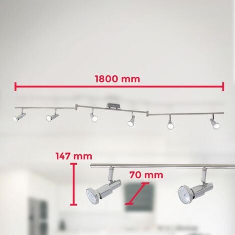 Plafonnier LED barre lumineuse 6 spots éclairage plafond spots modernes  GU10