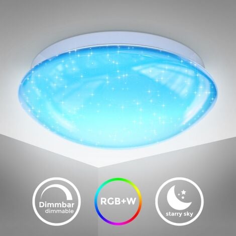 B.K.Licht Plafonnier LED décor étoilé, changement de couleur RGB, Platine  LED 10W, 700lm, blanc chaud