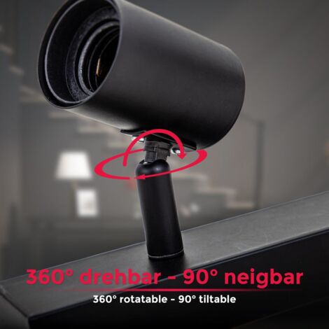 B.K.Licht plafonnier 3 spots orientables vintage industriel noir mat pour salon salle à manger E27 max 60W sans ampoules largeur 48cm