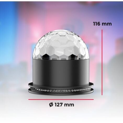 Boule disco rotative Ø 15 cm avec socle, 18 LED colorées et 2 effets  lumineux | Accessoires clubbing 