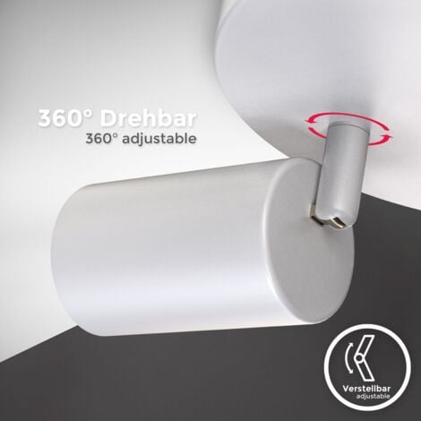 B.K.Licht I plafonnier rond 3 spots pivotants & orientables I GU10 I blanc mat I livré sans ampoules