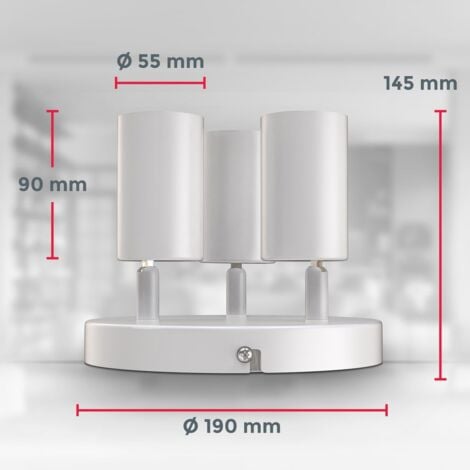 B.K.Licht I plafonnier rond 3 spots pivotants & orientables I GU10 I blanc mat I livré sans ampoules