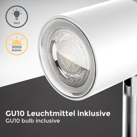 B.K.Licht - Lampe à pince LED - Lampe de table avec ampoule 5W GU10 - Lampe de lecture - blanc 14,6 cm