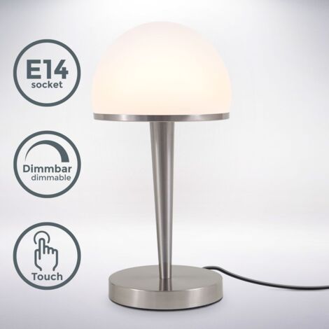 Jago® lampe de table tactile - lot de 2, en forme de cylindre, ampoule e14,  max. 40 w ou led dimmable, hauteur 25 cm, 3 niveaux d'intensité - lampe de  chevet, à poser - Conforama