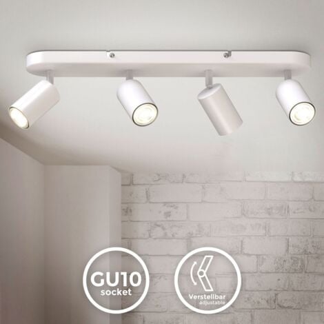 B.K.Licht I barre de spots I 4 spots pivotants & orientables I GU10 I blanc mat I livré sans ampoules