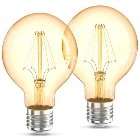 B.K.Licht Lot de 2 ampoules LED Edison Vintage G80 I E27, 4W, blanc chaud 2200K, intensité lumineuse 320lm, ampoule rétro à filament