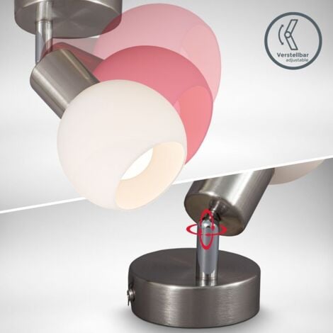 Spot LED pivotant pour plafond avec abat-jour en verre I couleur de lumière blanche chaude I 5W I 3.000 K I E14 I 470lm I 1-flamme