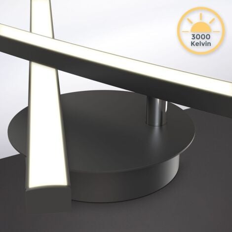 B.K.Licht I Plafonnier 12W, 2 platines LED pivotantes, 3000K blanc chaud, noir, 1100 lumen