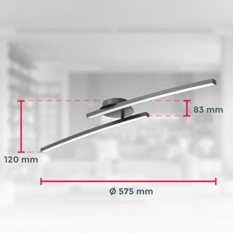 B.K.Licht I Plafonnier 12W, 2 platines LED pivotantes, 3000K blanc chaud, noir, 1100 lumen